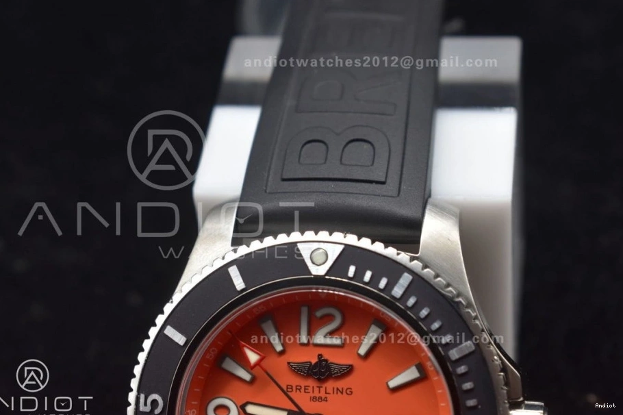 Edition Best 1:1 Dial Superocean 478 Black Bezel Resilient Strap A 44 TF Orange On Rubber Automatic Black 0814
